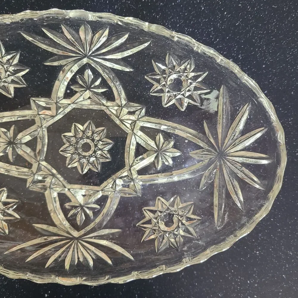 Vintage 1950s 1960s Pressed Patterned Glass Dishes Starburst Floral Fruit Styles